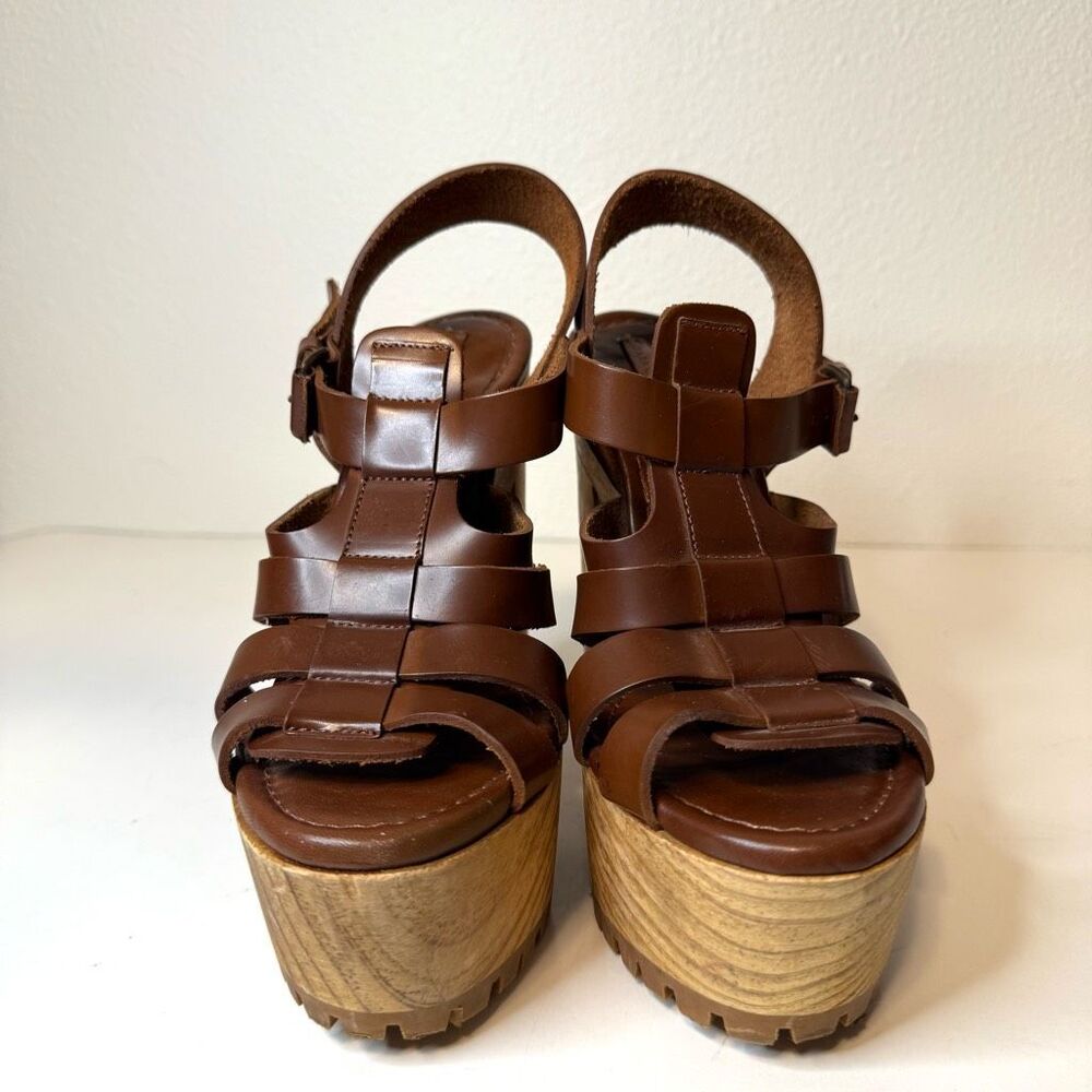 Zara Basic Strappy Stacked Platform Heeled Sandal… - image 2